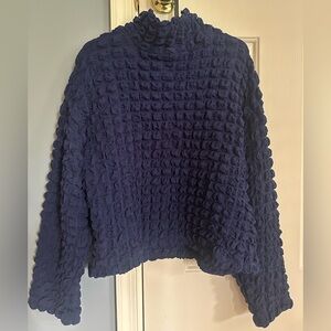 Zara Blue Cowl Neck Sweater with Textured Knit